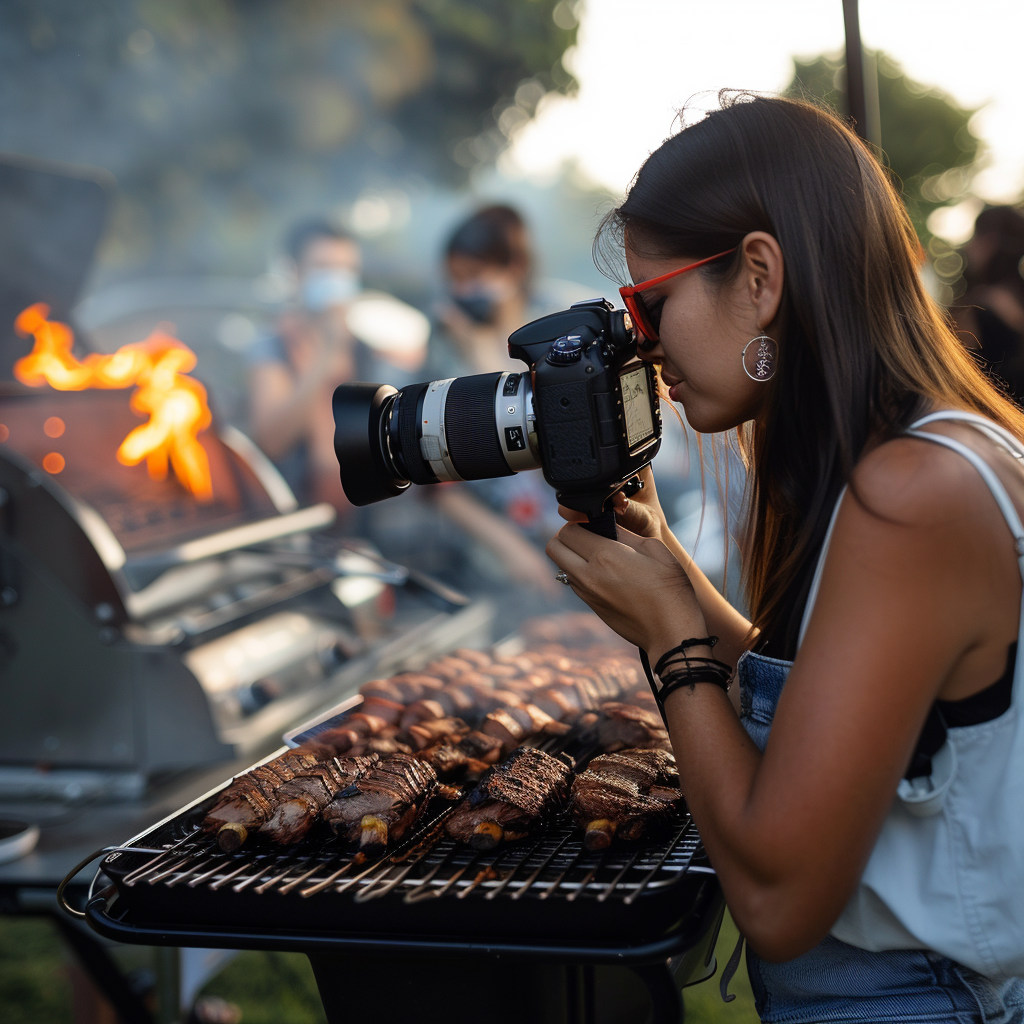 Girl taking photos on the grille-3