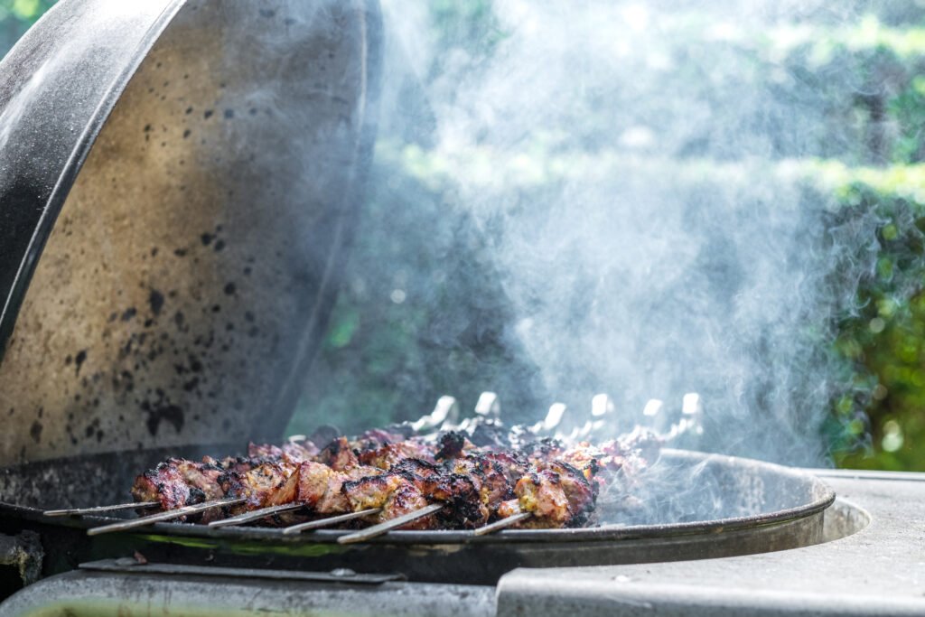 Cooking shashlik barbecue on the grill