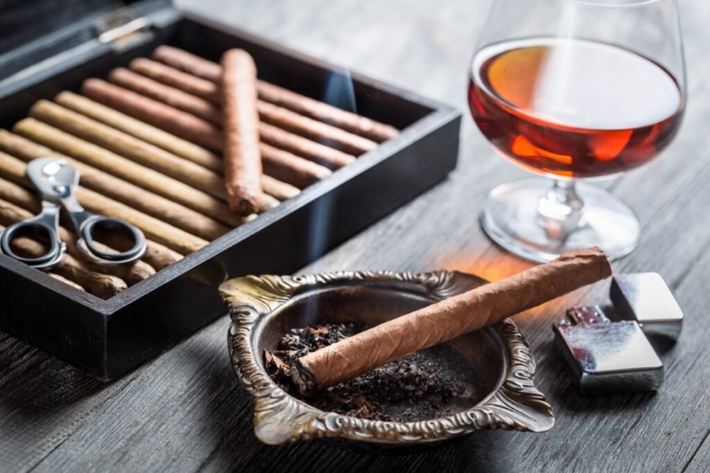Aroma of cognac and burnig cigar