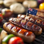 Multitude of Meats on the Grill with Aussie Flag